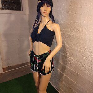 Indero Hawaiian Floral Elastic Drawstring Woman's Shorts Size L-XL